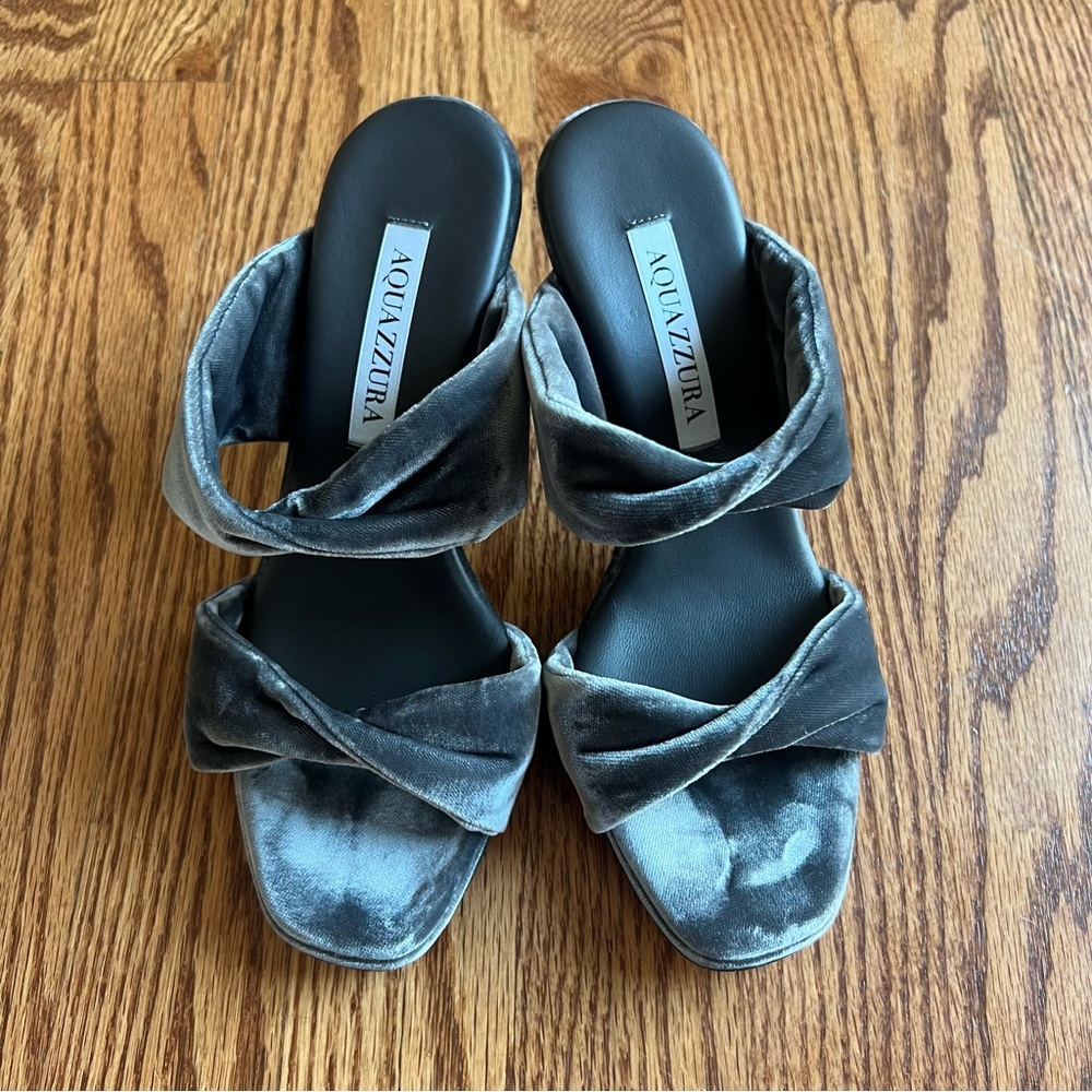 Velvet Aquazurra with twisted straps heels size 36 made in Italy